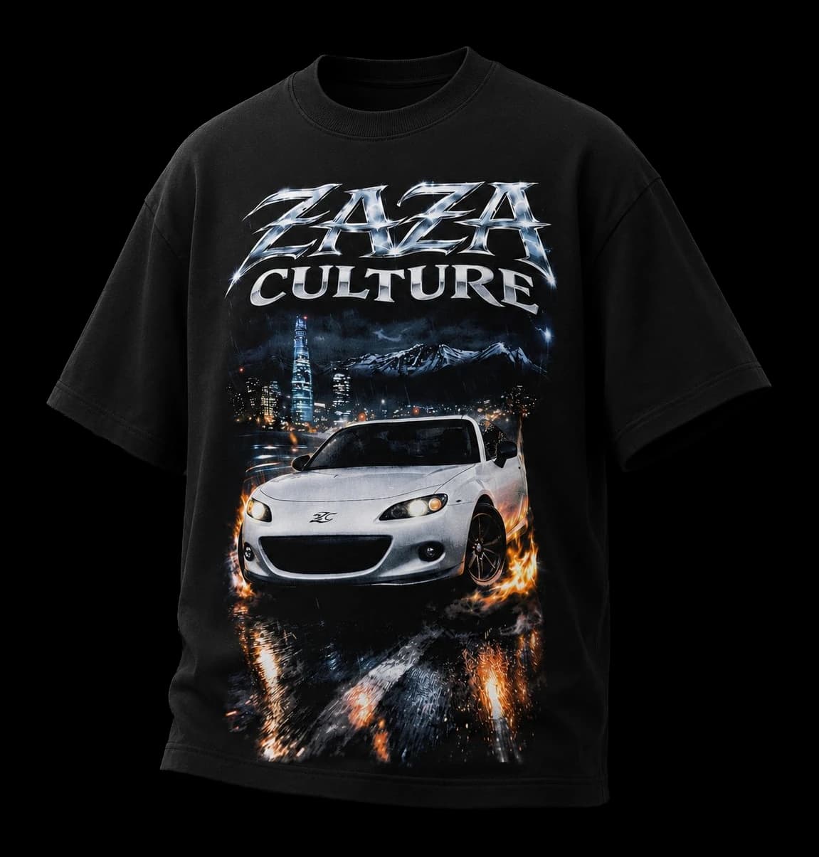 Drop Miata — frente, estampado Drop Miata y ZAZA CULTURE chrome
