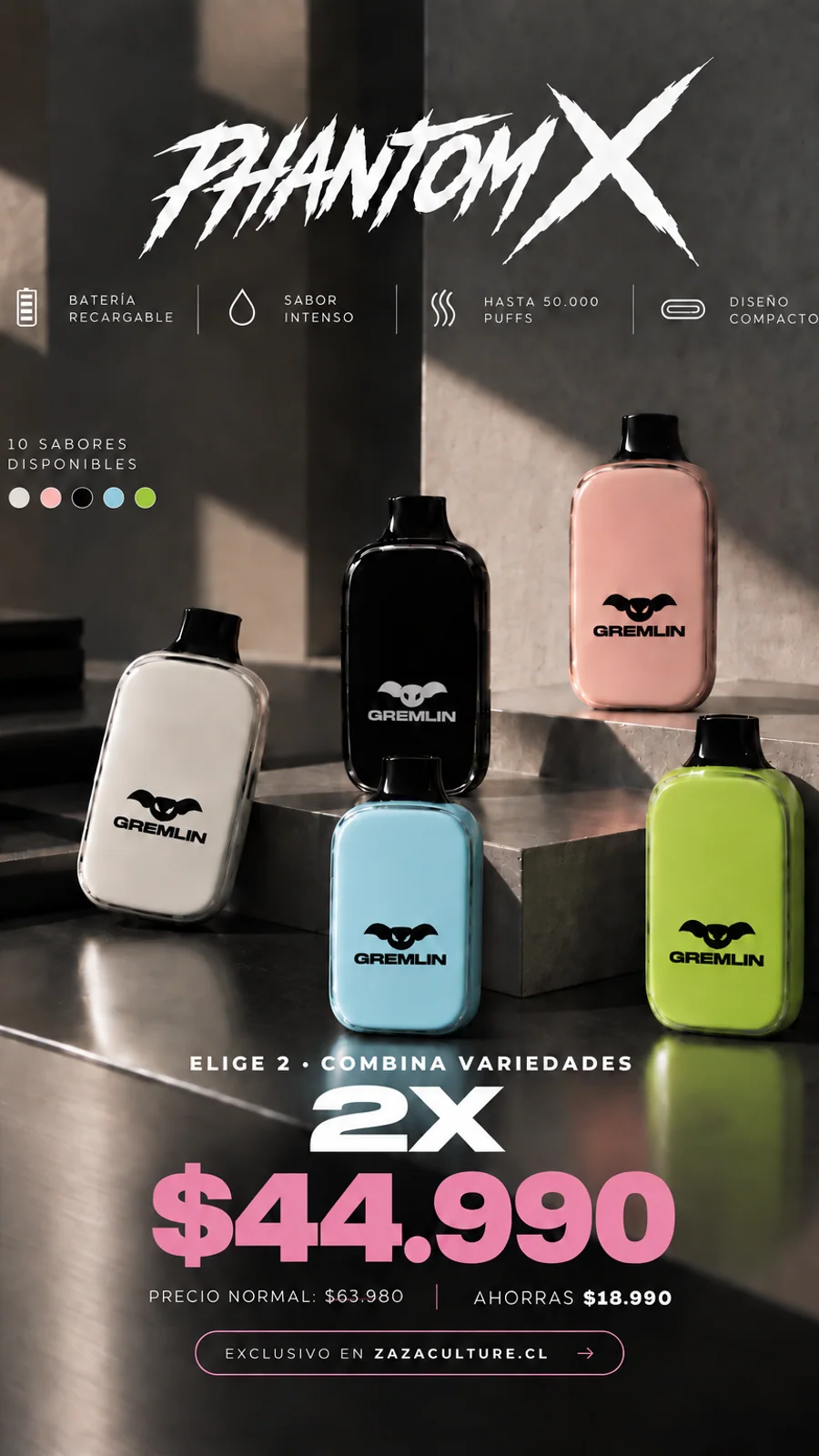 Elige dos Phantom X y combina variedades por $44.990