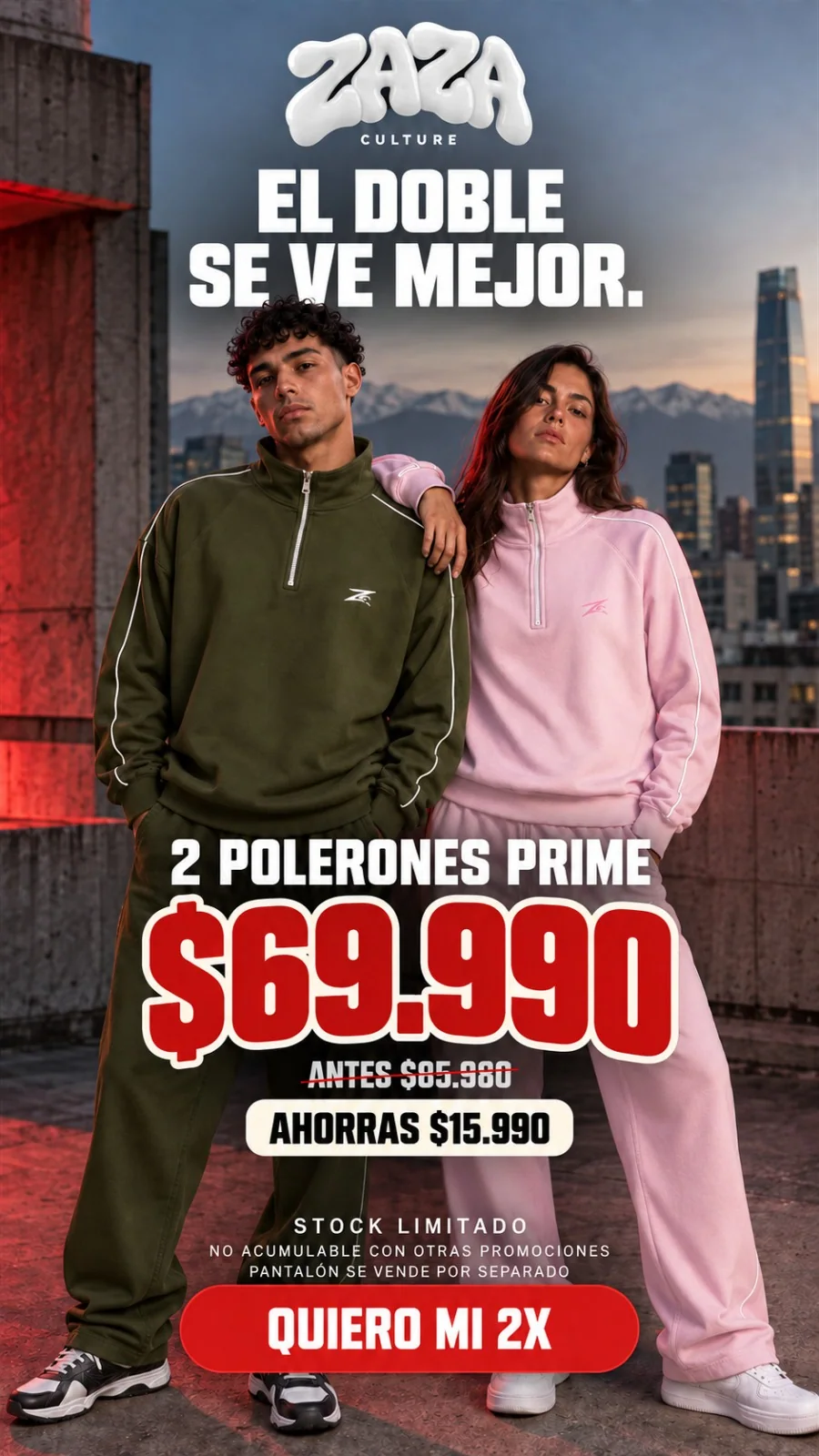 Elige dos Polerones Prime por $69.990